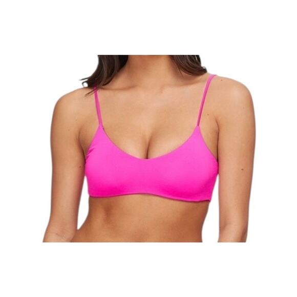 NWOT! Maaji Hibiscus Pink Reversible Bralette Bikini Top  L - Picture 3 of 10